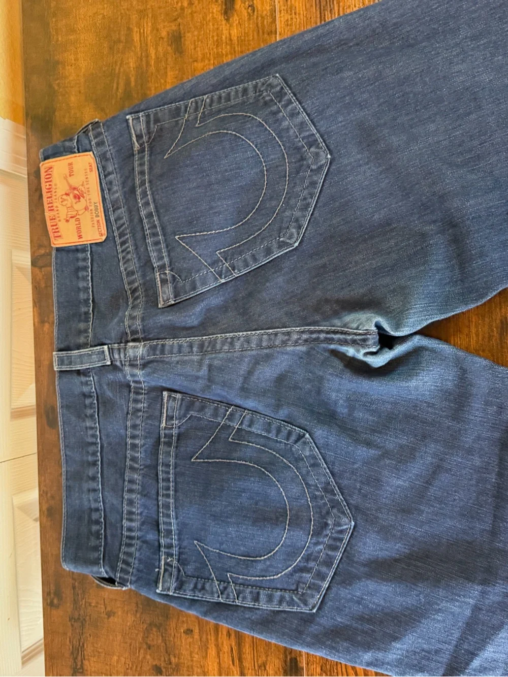 True Religion Bobby Men’s Straight Leg Jeans Dark Wash Hemmed 26.5” Inseam